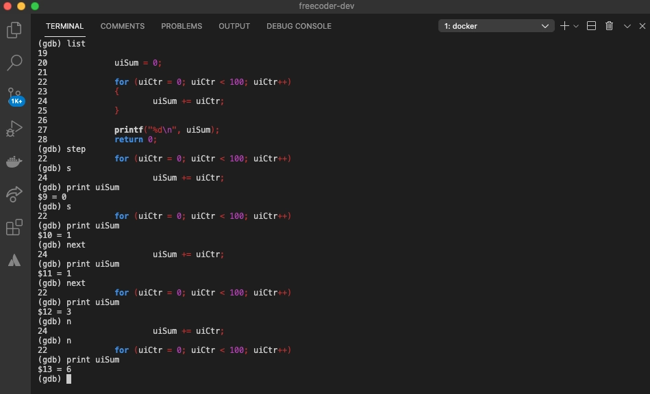gdb stepping into program