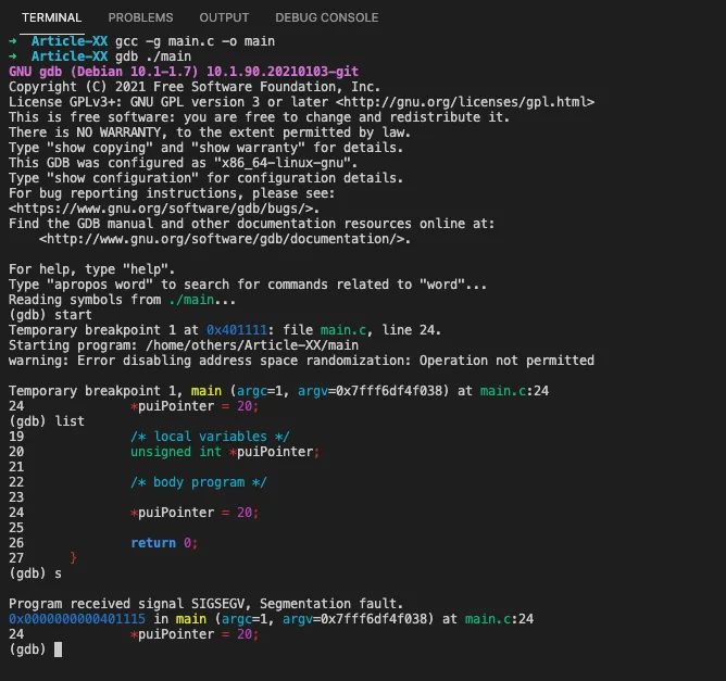 segmentation fault - Trying to access memory not initialized