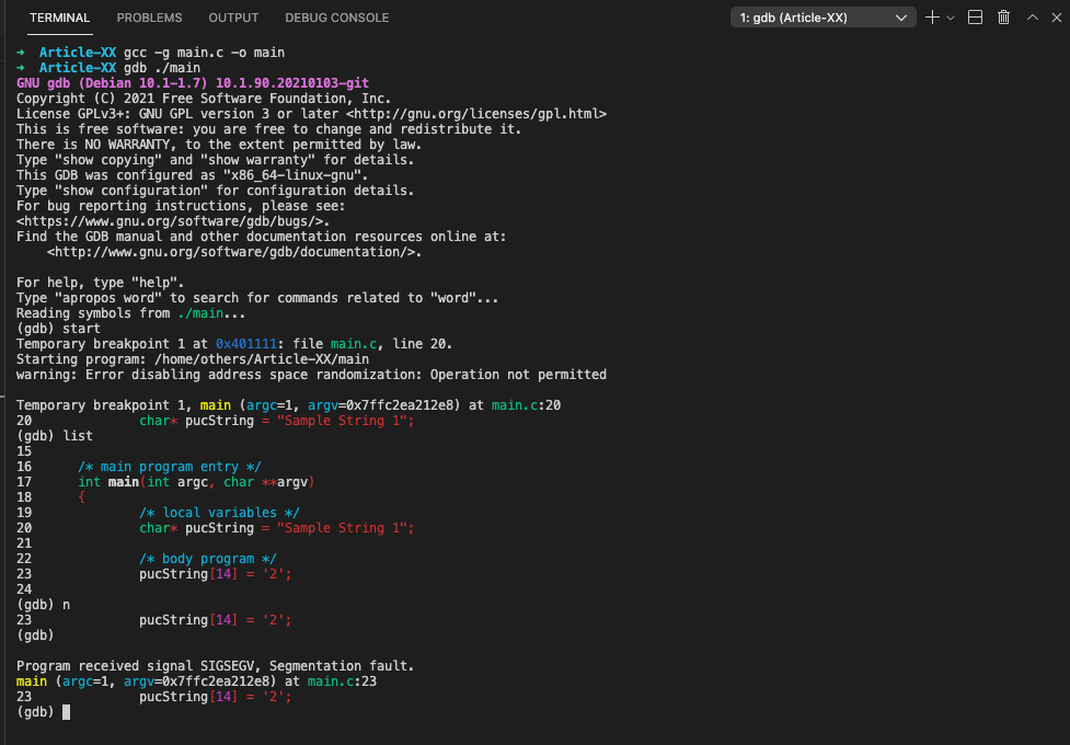 segmentation fault modify string 