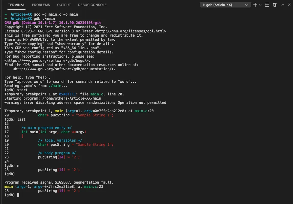 segmentation fault modify string 