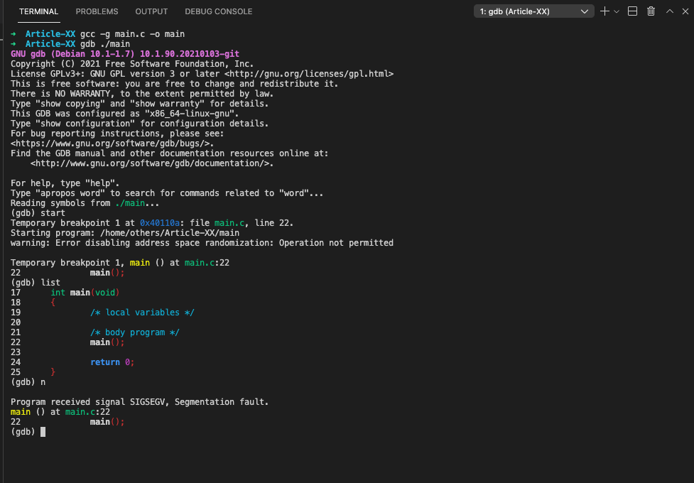 segmentation fault Stack overflow